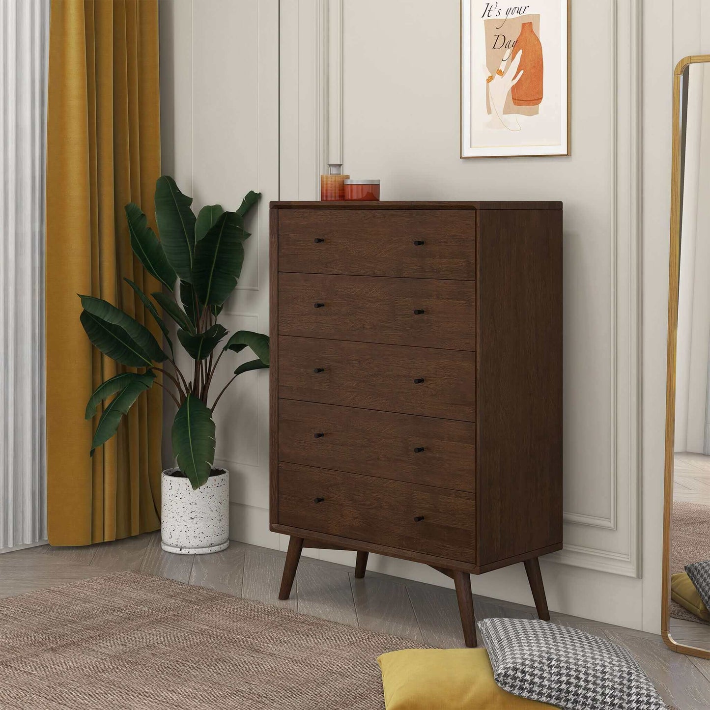 Caroline Mid Century Modern Solid Wood Dresser
