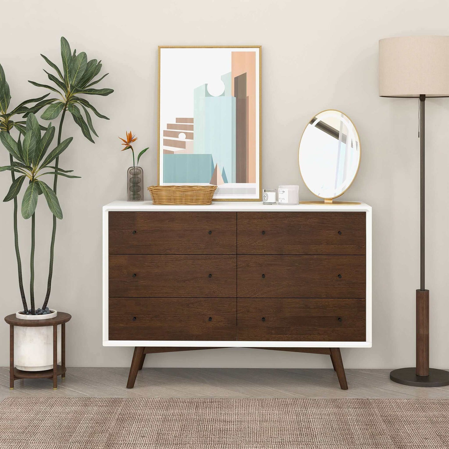 Mid Century Modern White Dresser