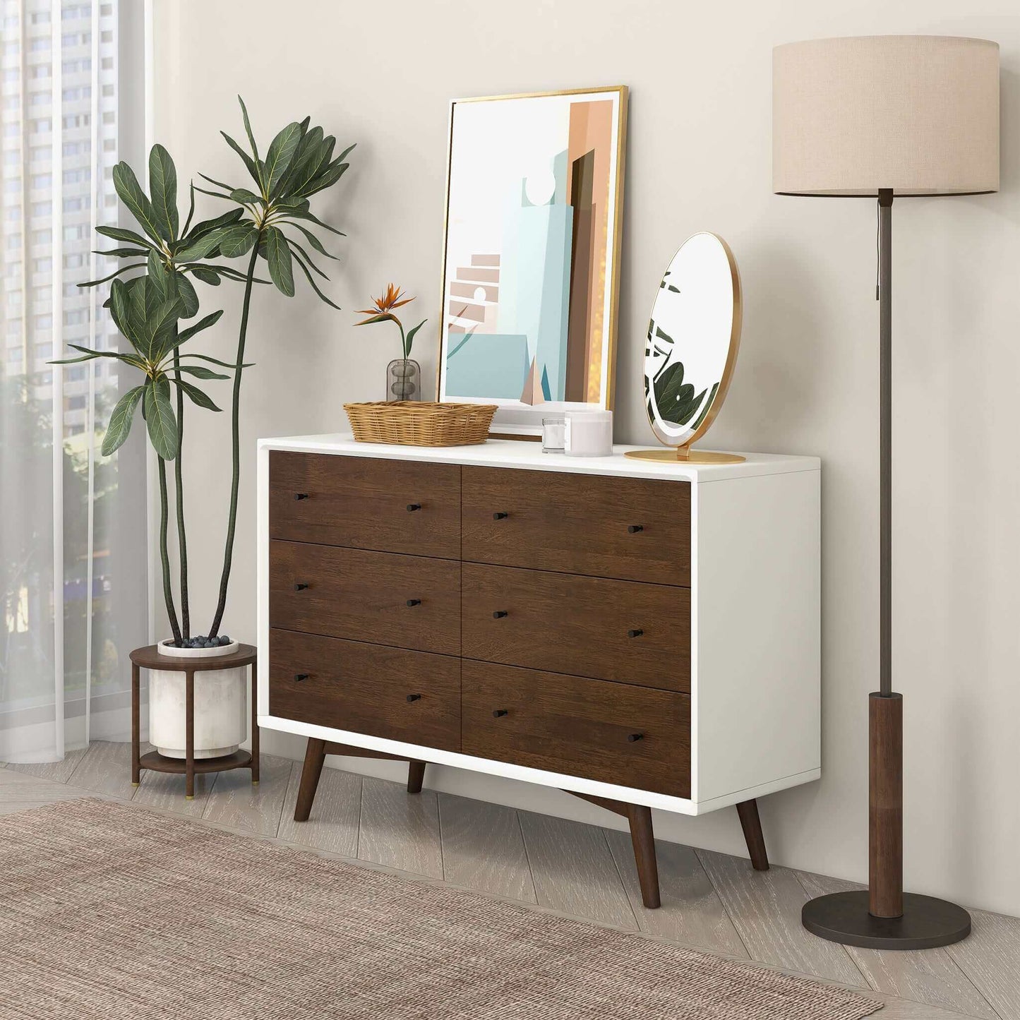 Mid Century Modern White Dresser
