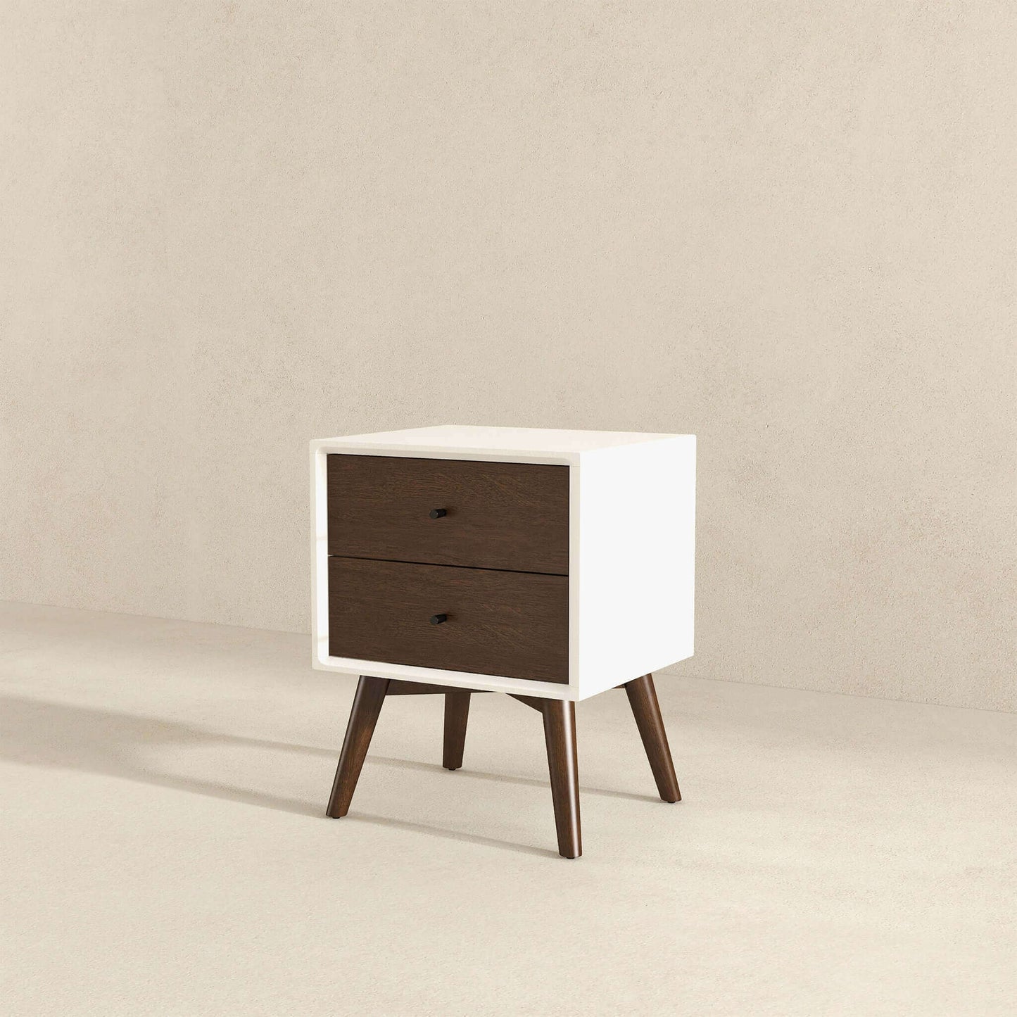 Caroline Mid Century Modern Style White Night Stand