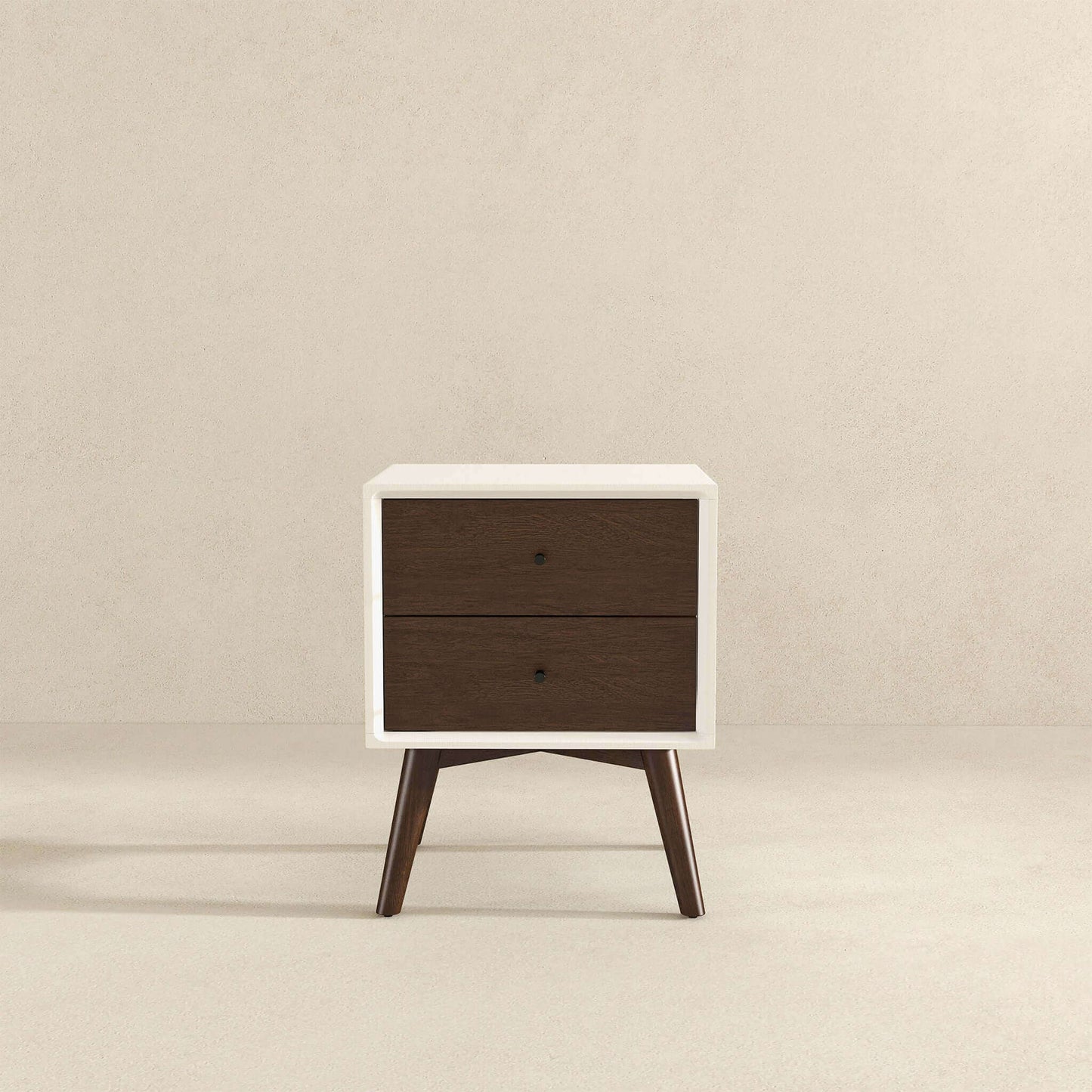 Caroline Mid Century Modern Style White Night Stand