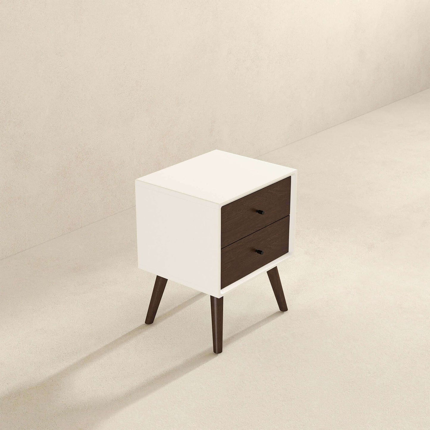 Caroline Mid Century Modern Style White Night Stand