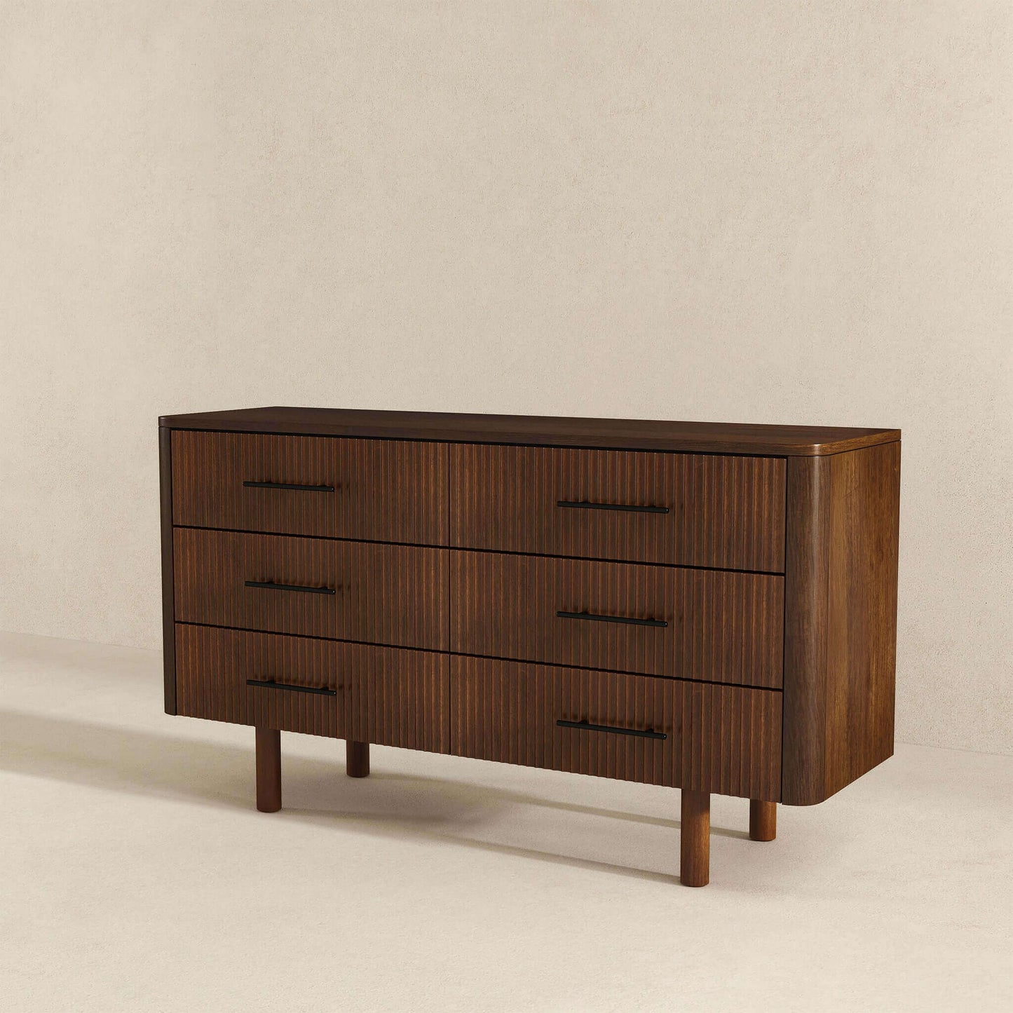 Logan Mid Century Modern Walnut Dresser