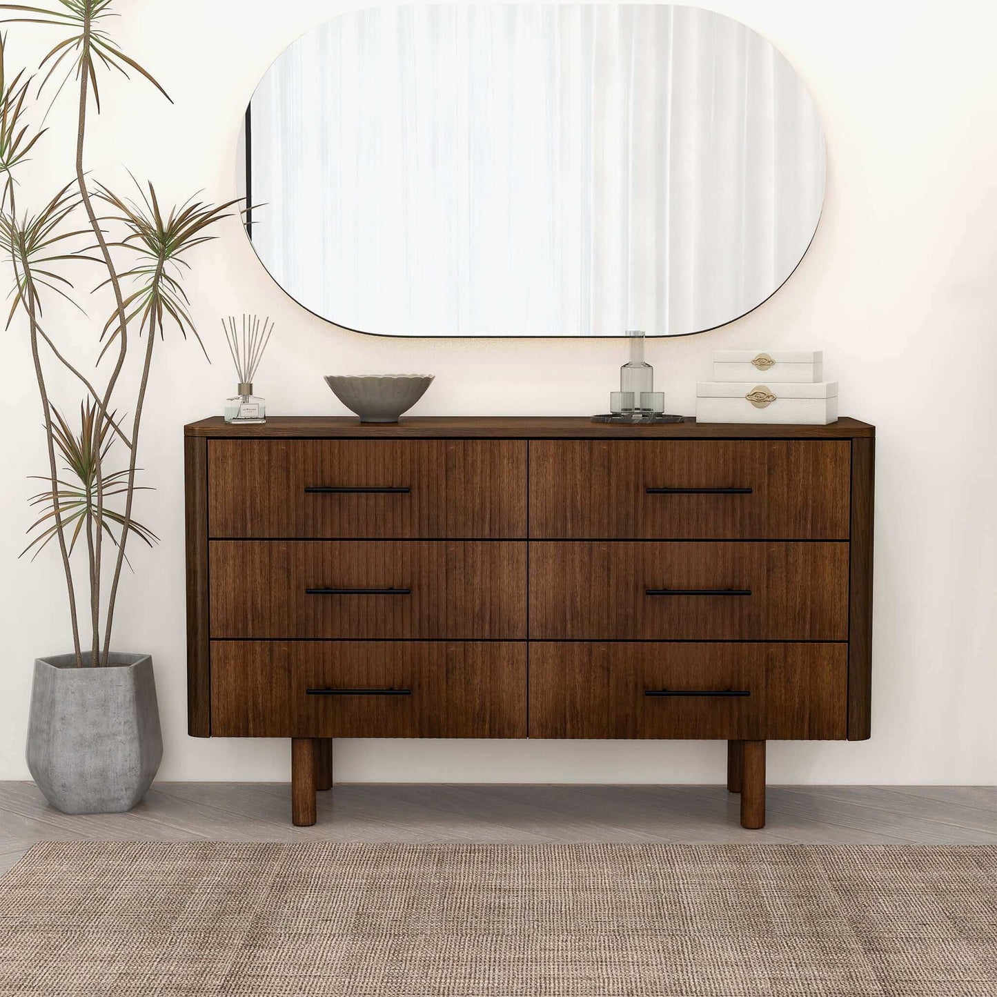 Logan Mid Century Modern Walnut Dresser