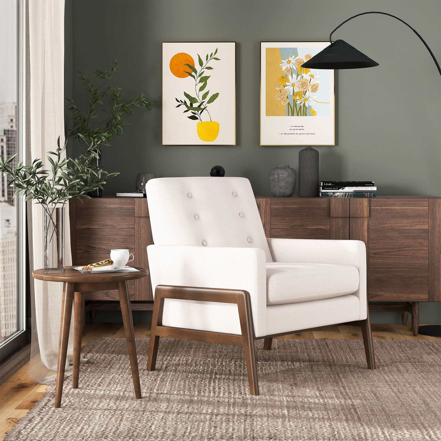 Cole Beige Velvet Lounge Chair