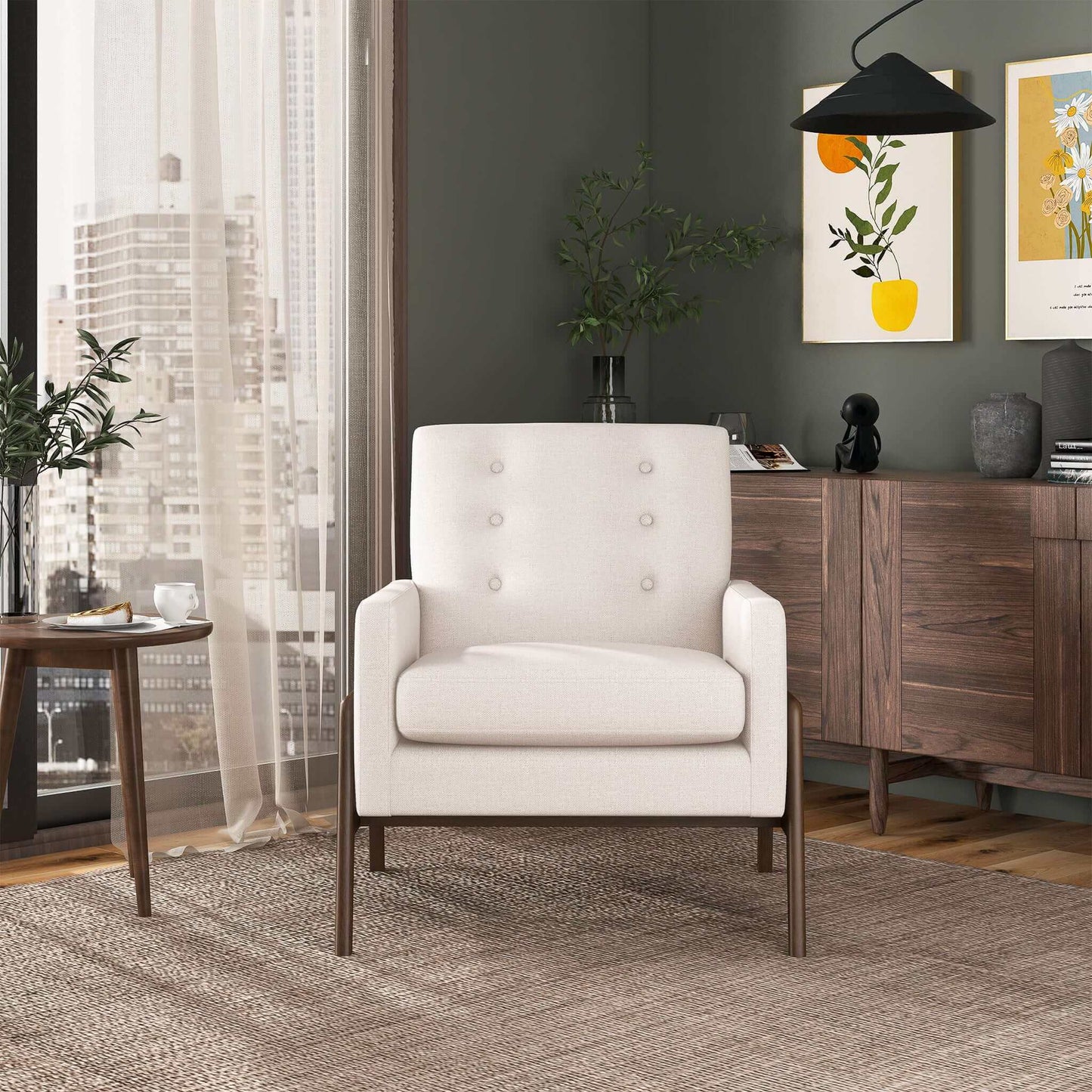 Cole Beige Velvet Lounge Chair