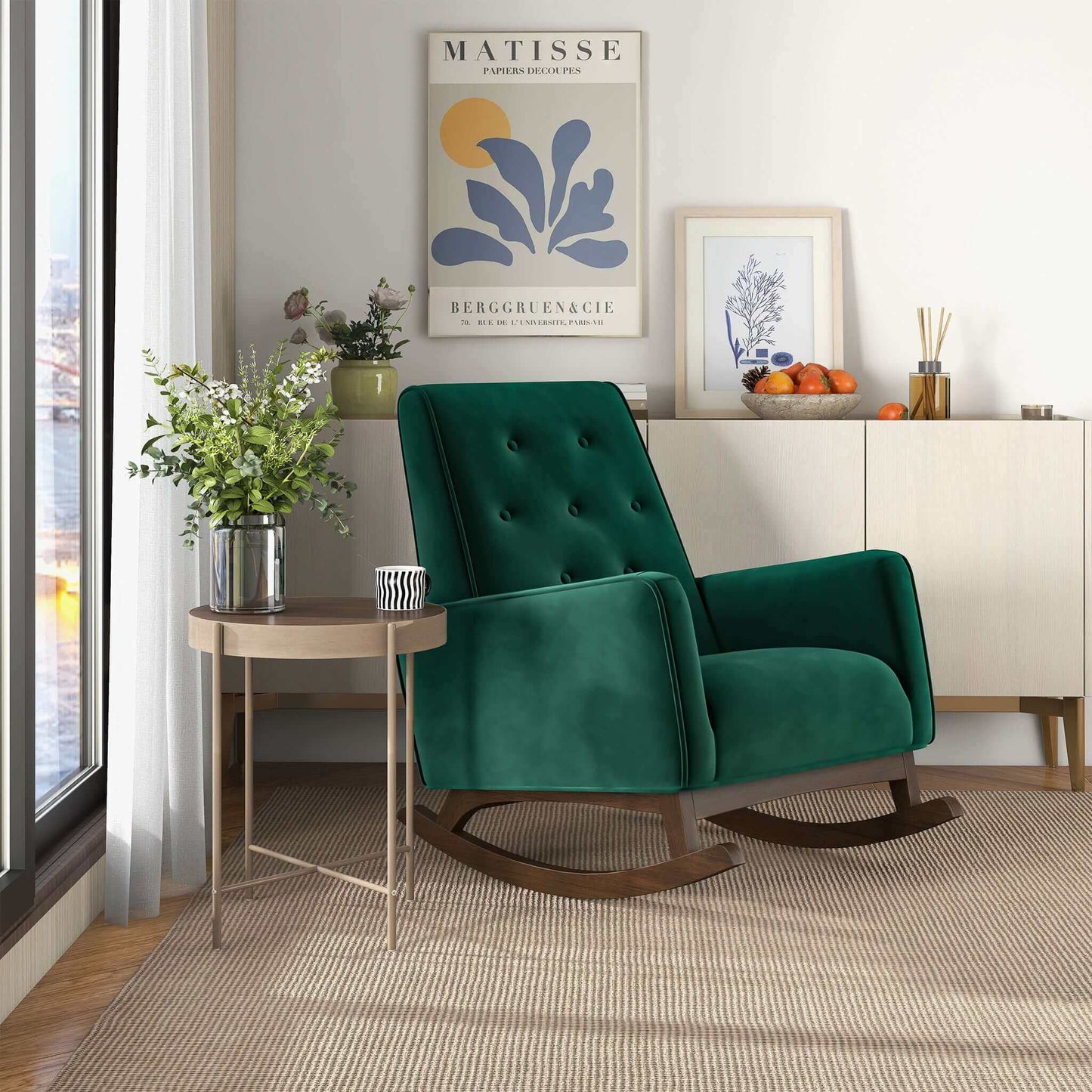 Demetrius Green Velvet Rocking Chair