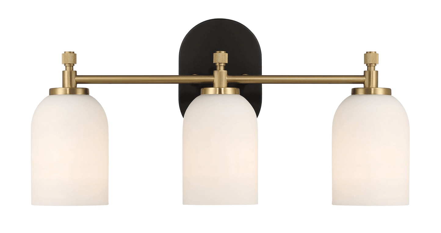 Meadows Three Lights Vanity Brushed Gold Bathroom Wall Light