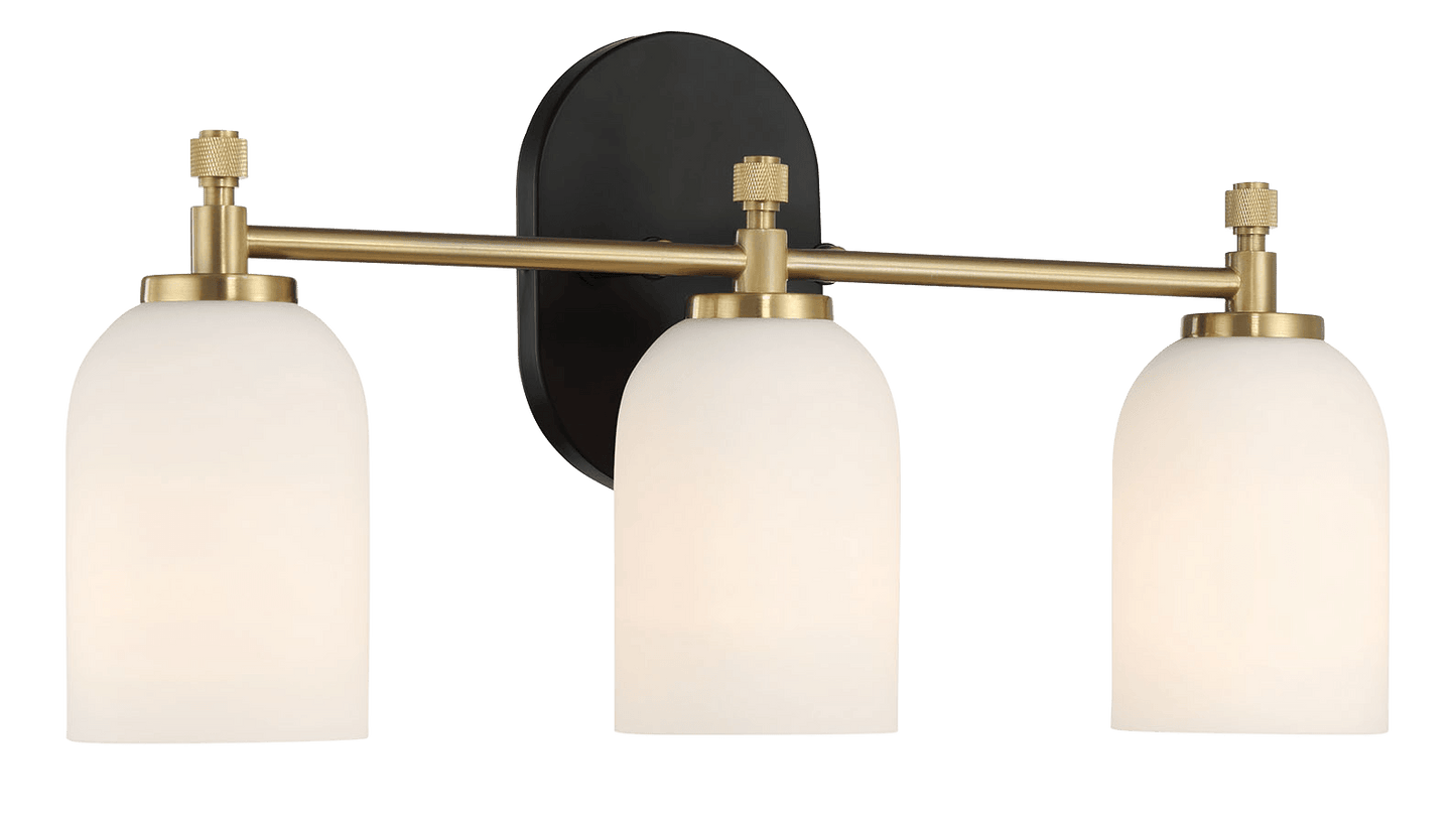 Meadows Three Lights Vanity Brushed Gold Bathroom Wall Light