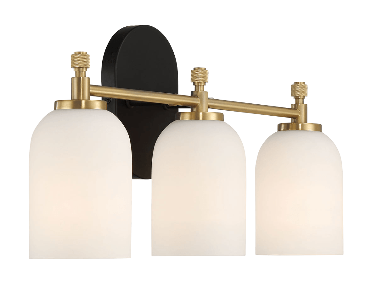Meadows Three Lights Vanity Brushed Gold Bathroom Wall Light