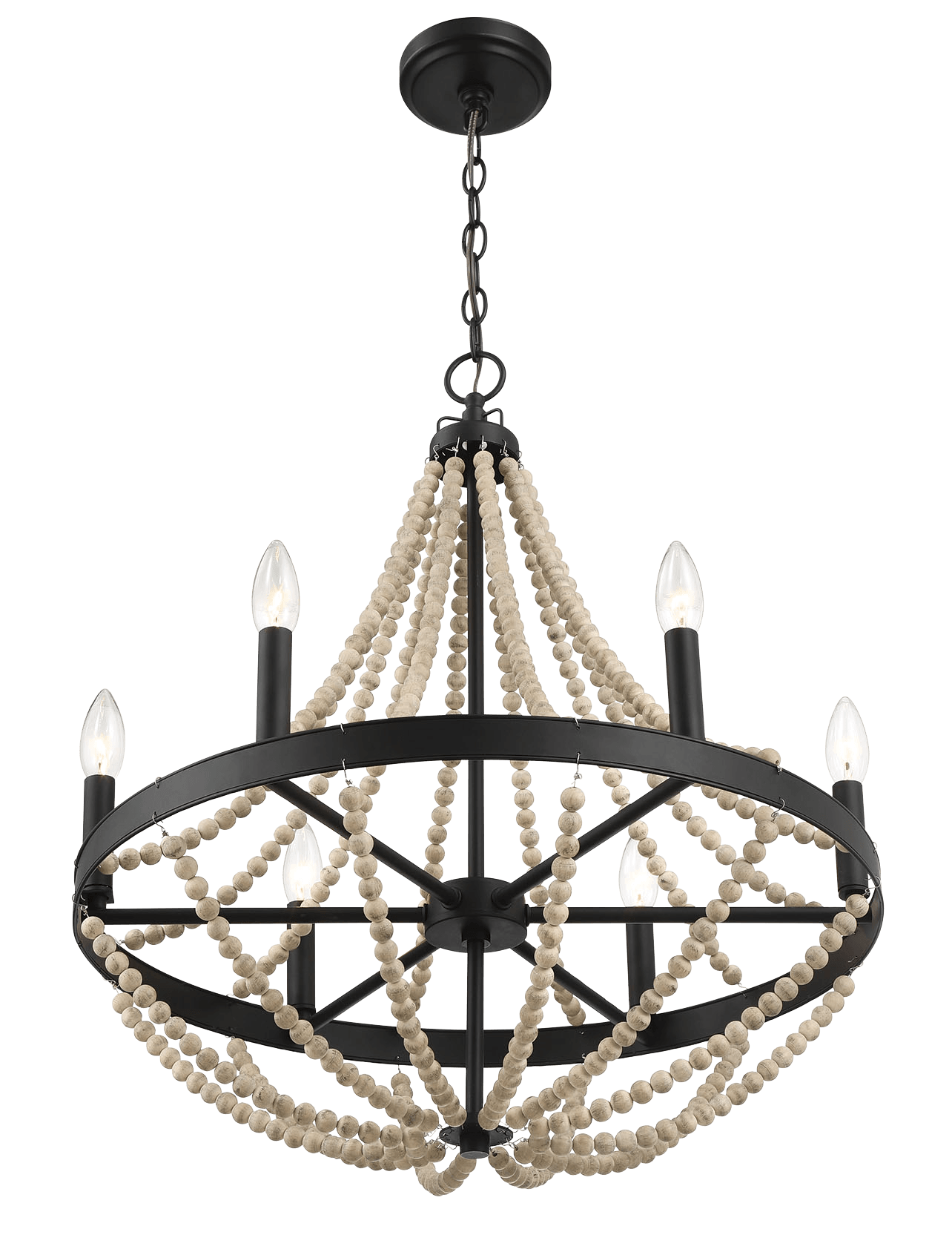 Starry Farmhouse Chandelier with Six Candle Light