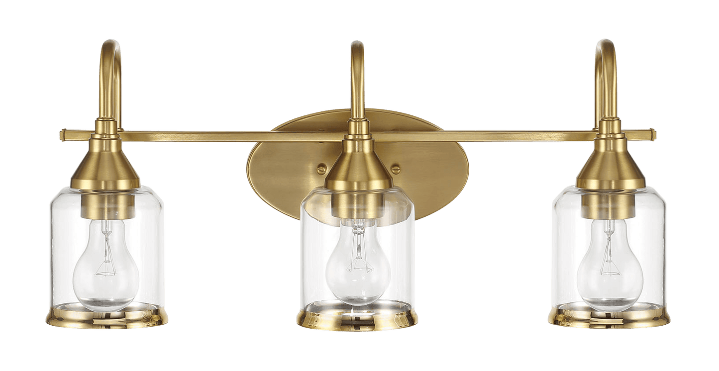 Twilight Three Lights Brushed Gold Contemporary Vanity Light