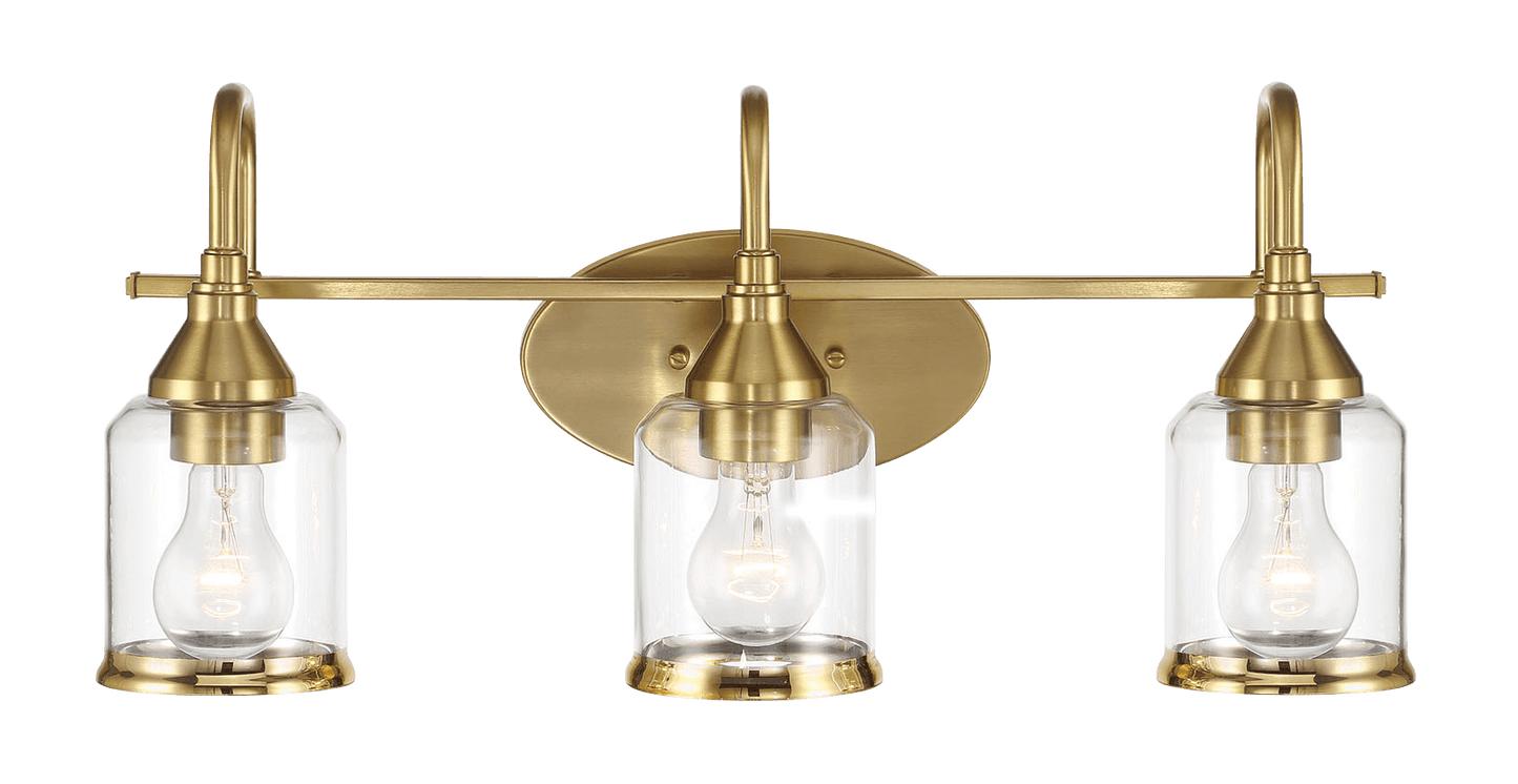 Twilight Three Lights Brushed Gold Contemporary Vanity Light