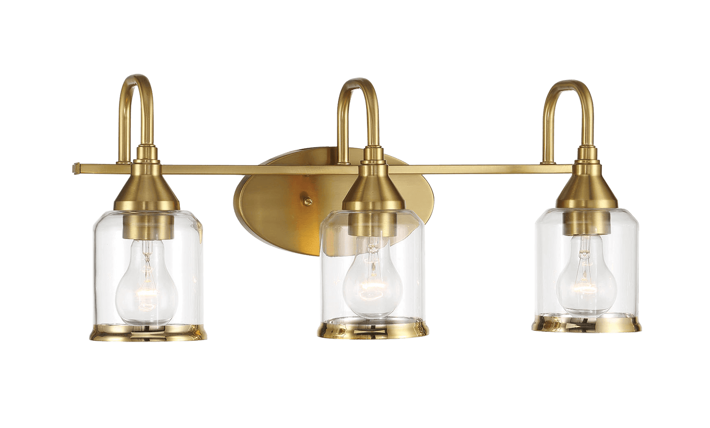 Twilight Three Lights Brushed Gold Contemporary Vanity Light