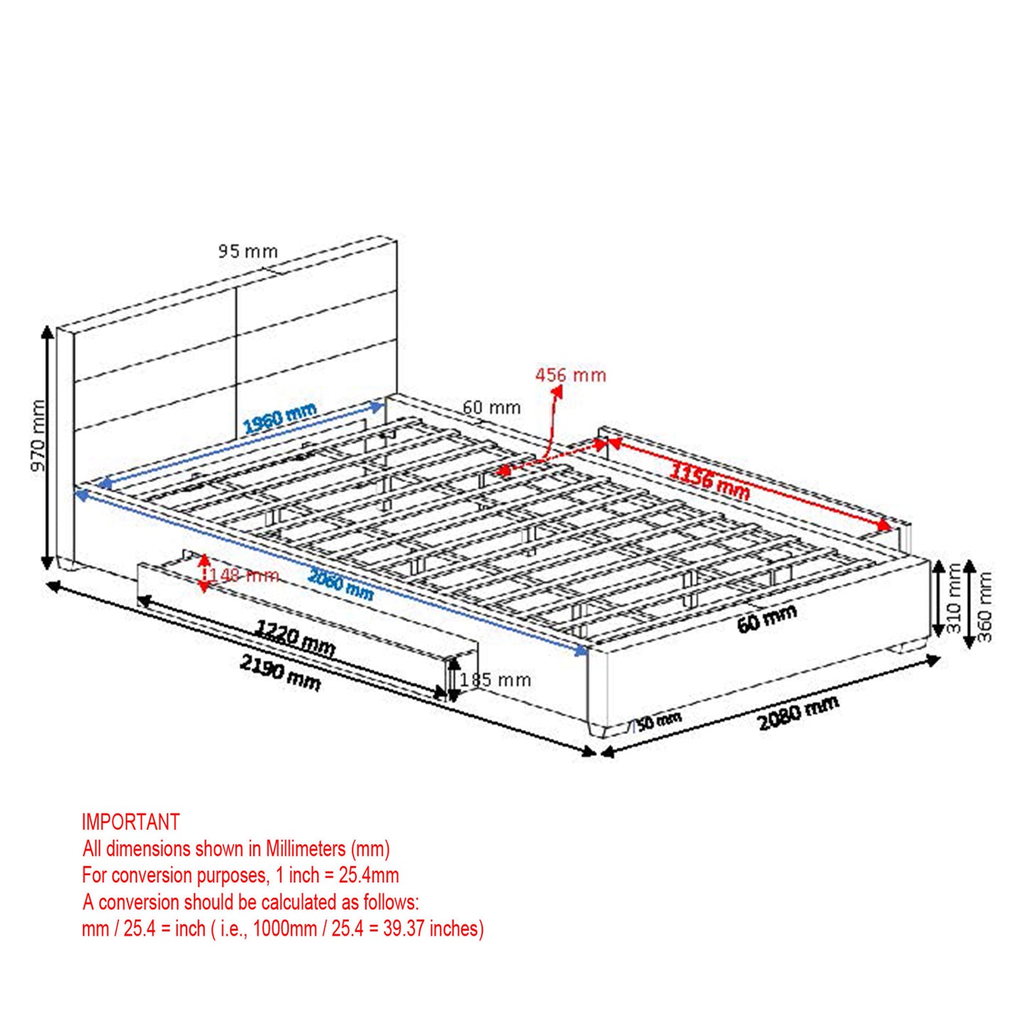 Emilio King Bed with Storage