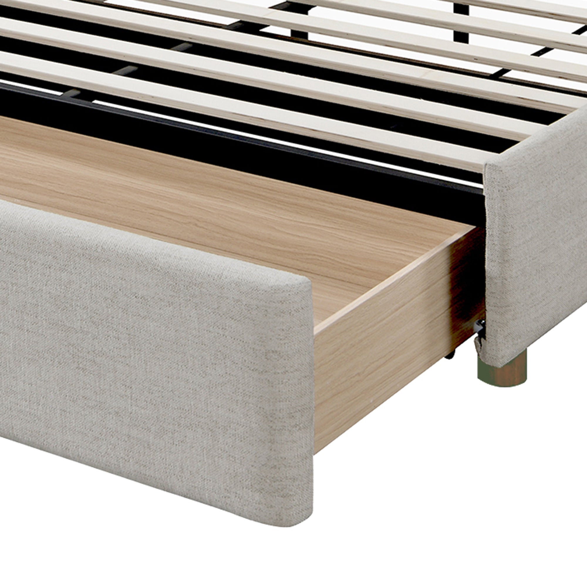 Andover Oat King Platform Bed w/ Drawer