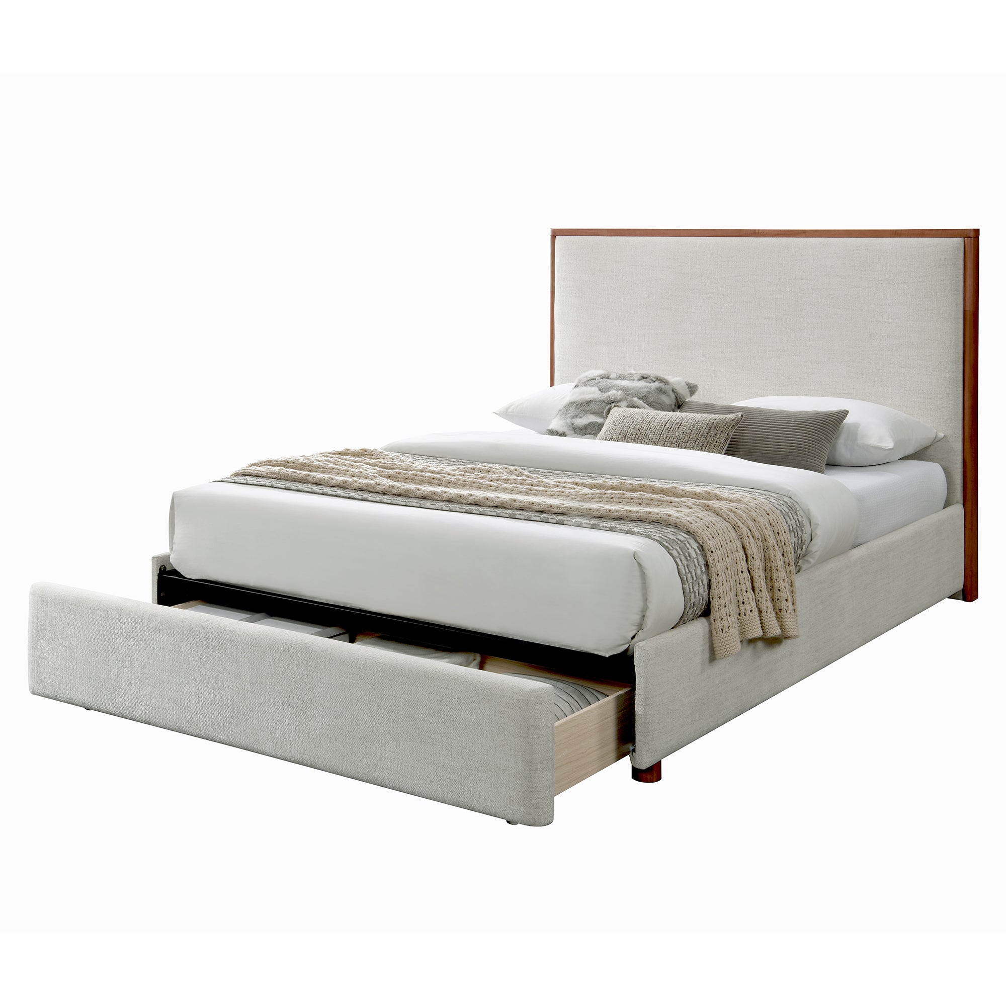 Andover Oat Queen Platform Bed w/ Drawer