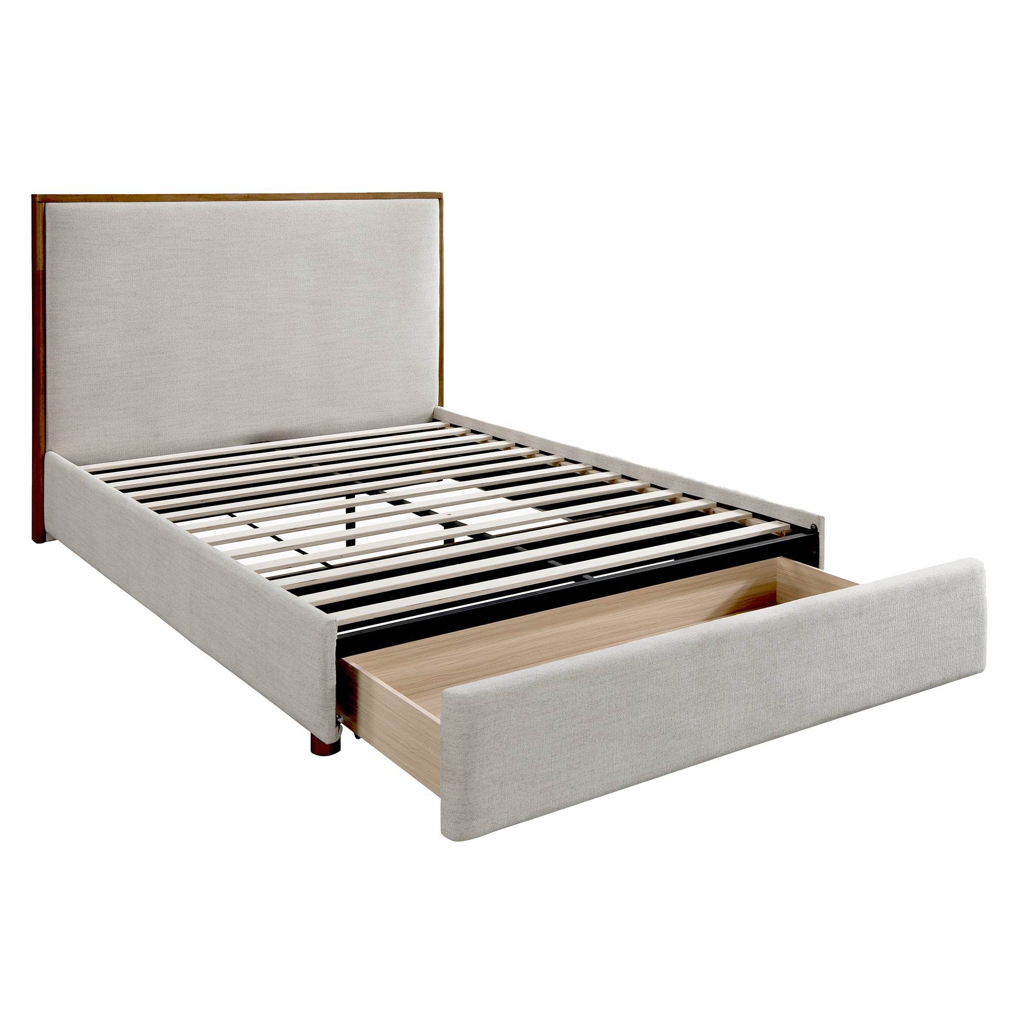 Andover Oat Queen Platform Bed w/ Drawer