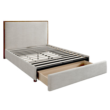 Andover Oat Queen Platform Bed w/ Drawer