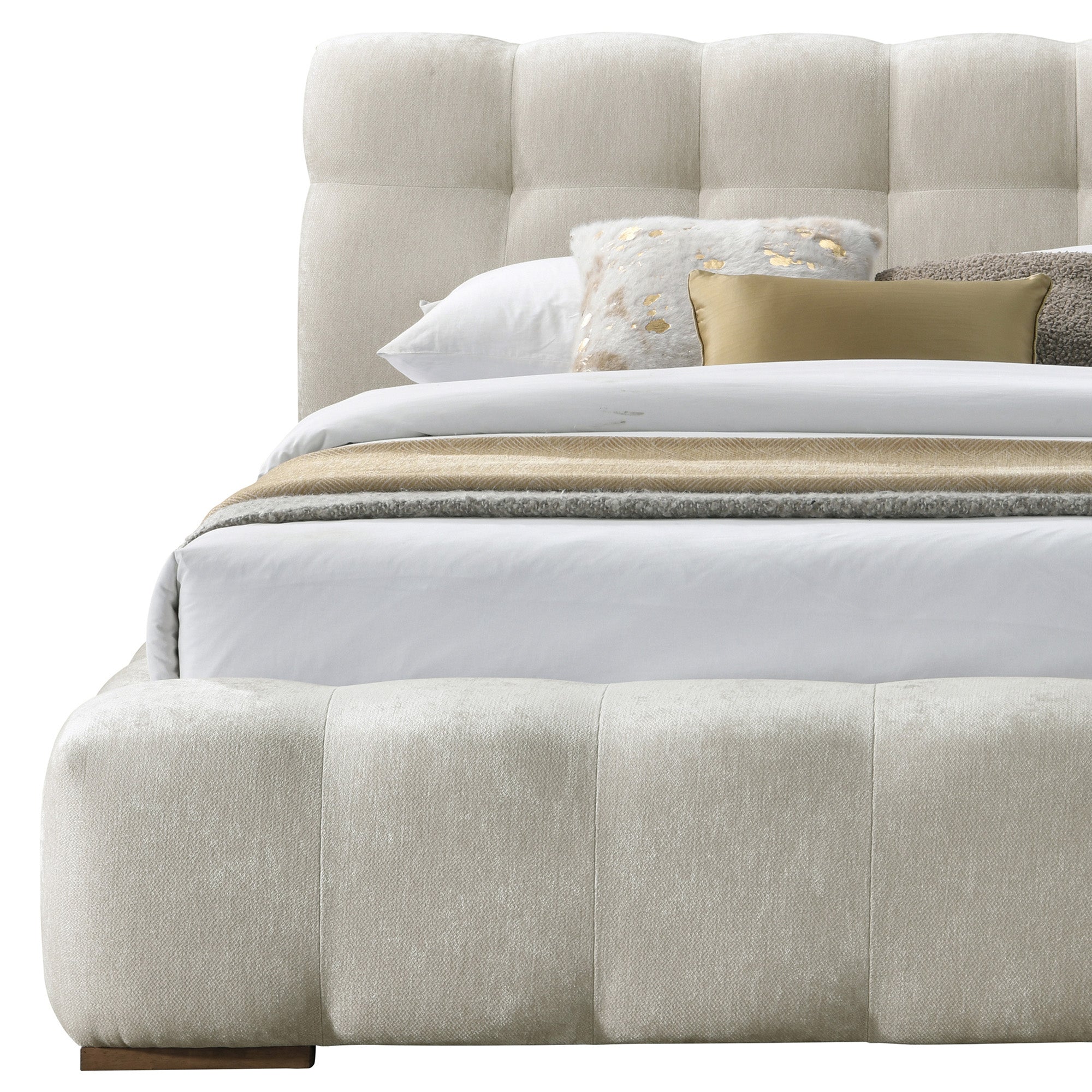 Pasha Platform King Bed Beige Pearl