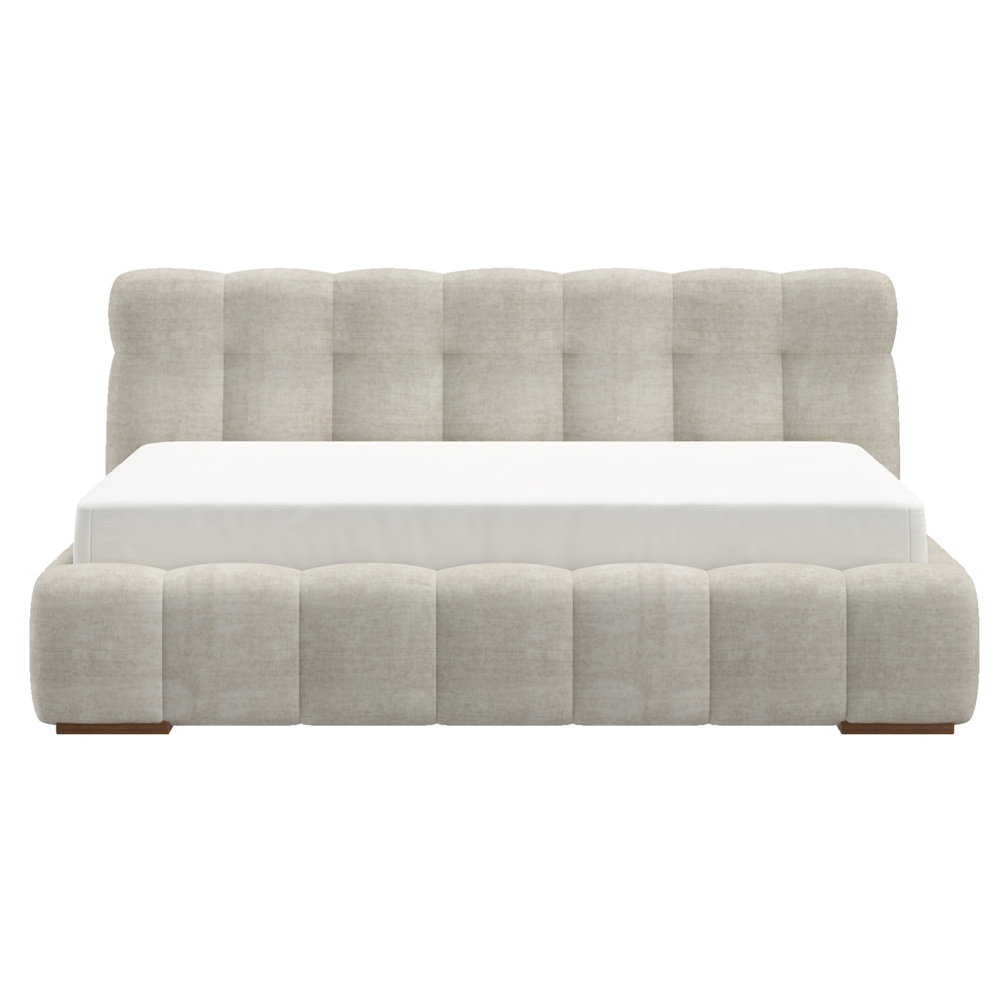 Pasha Platform King Bed Beige Pearl
