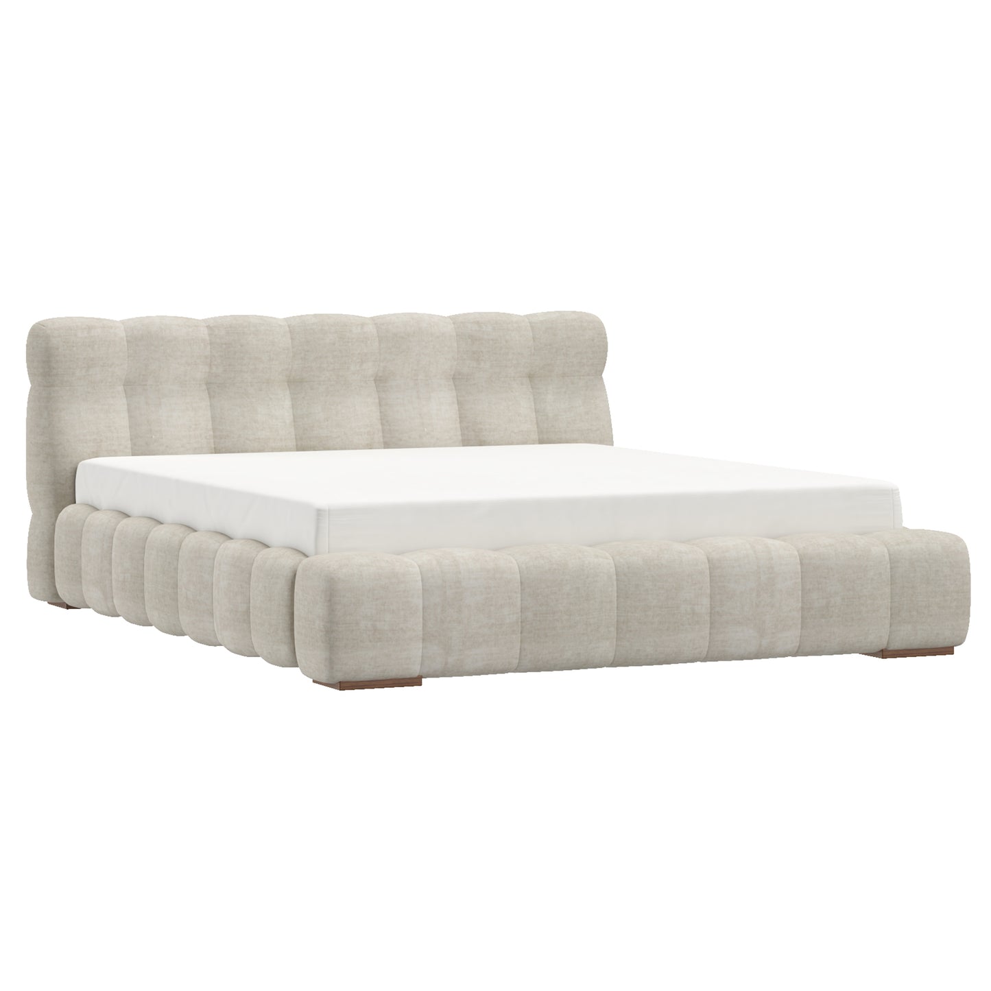 PASHA-78" PLATFORM BED-BEIGE PEARL