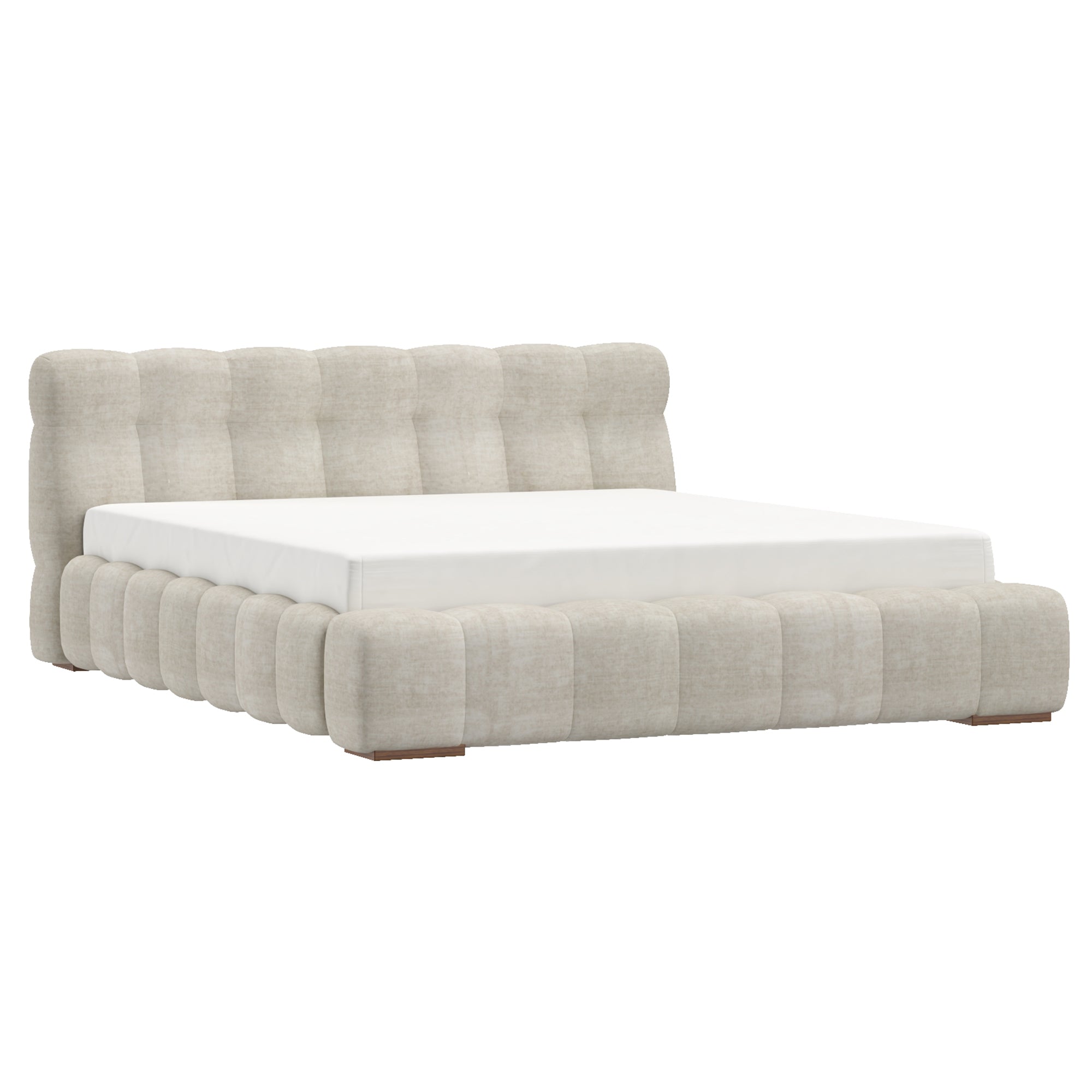 Pasha Platform King Bed Beige Pearl
