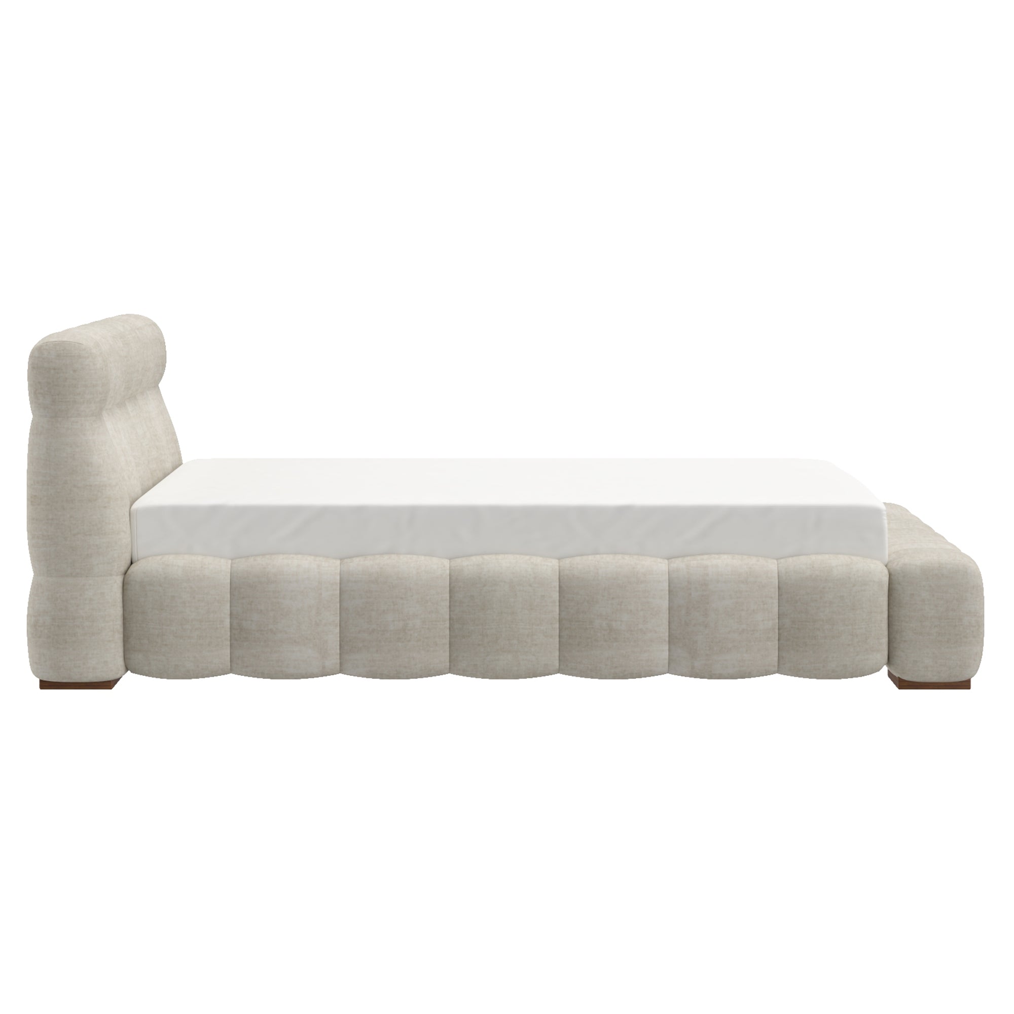 Pasha Platform Bed Queen Beige Pearl