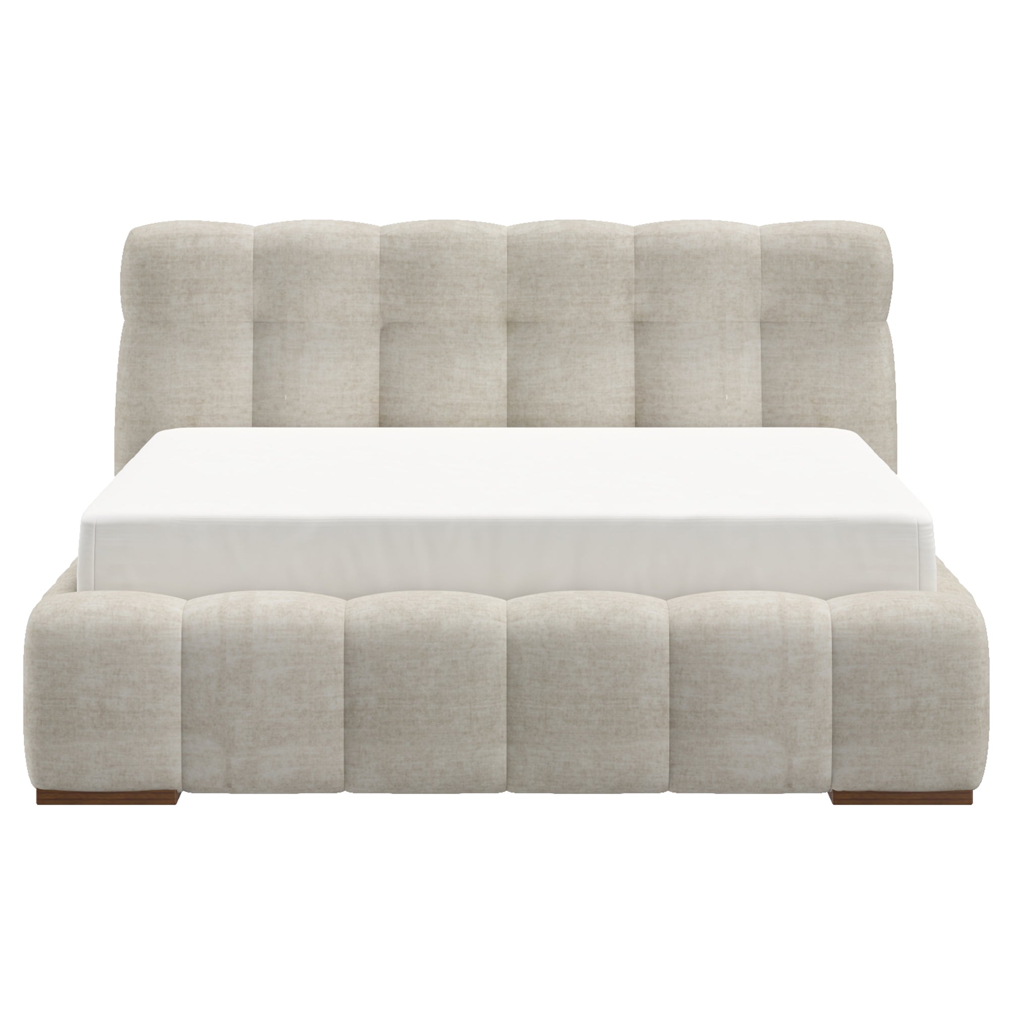 Pasha Platform Bed Queen Beige Pearl