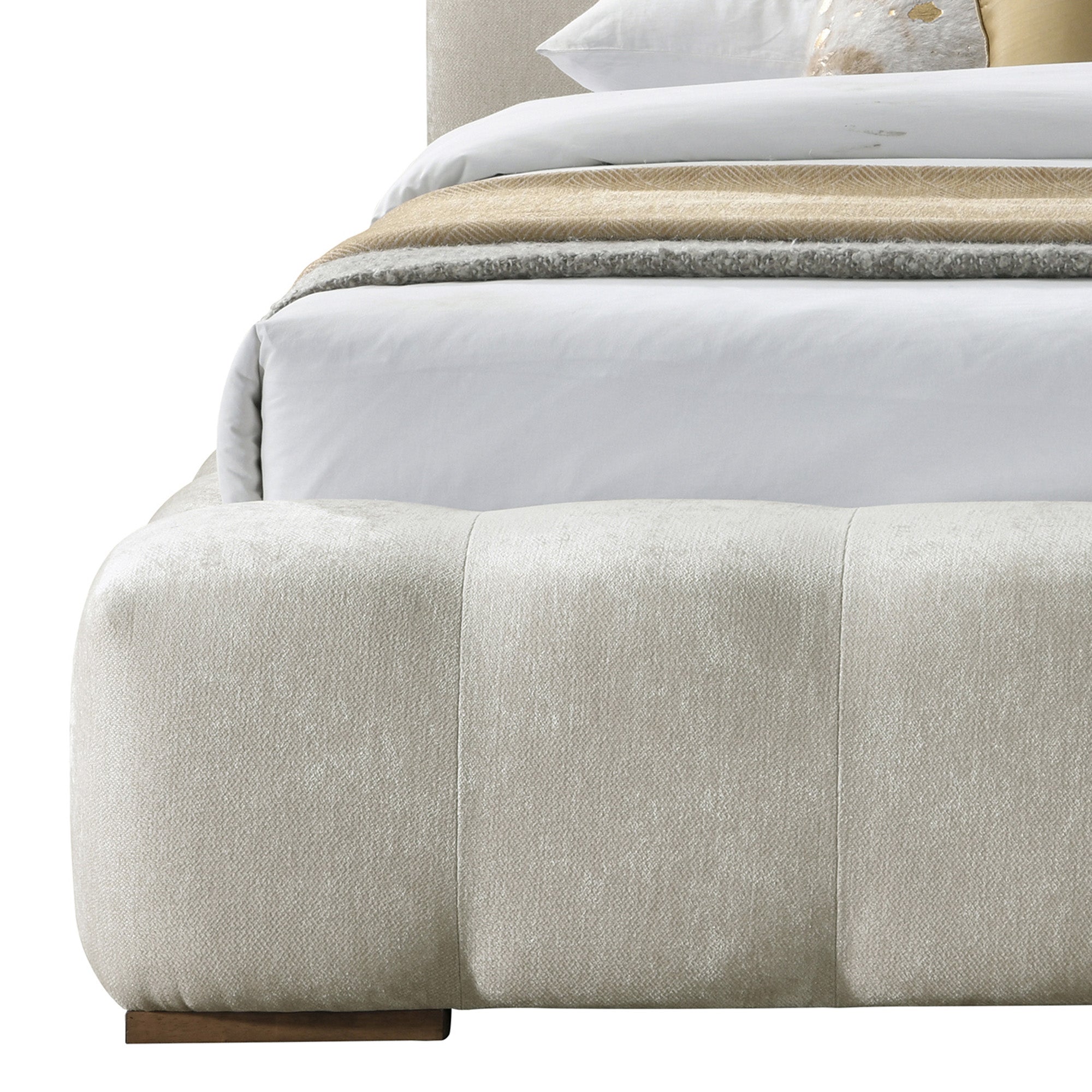 Pasha Platform Bed Queen Beige Pearl