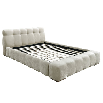 Pasha Platform Bed Queen Beige Pearl