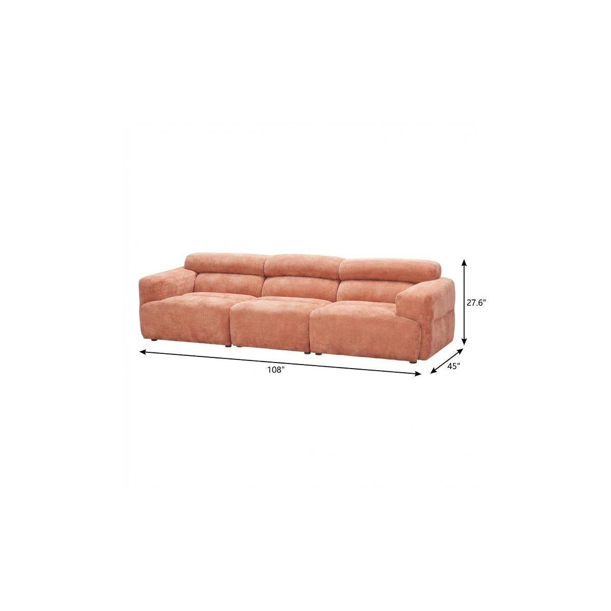 108" Orange Manufactured Wood Sofa