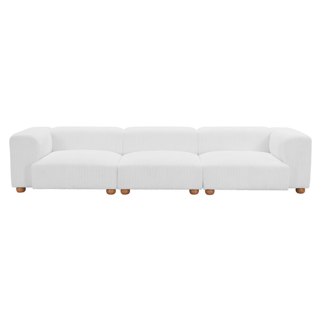150" White Fabric Sofa