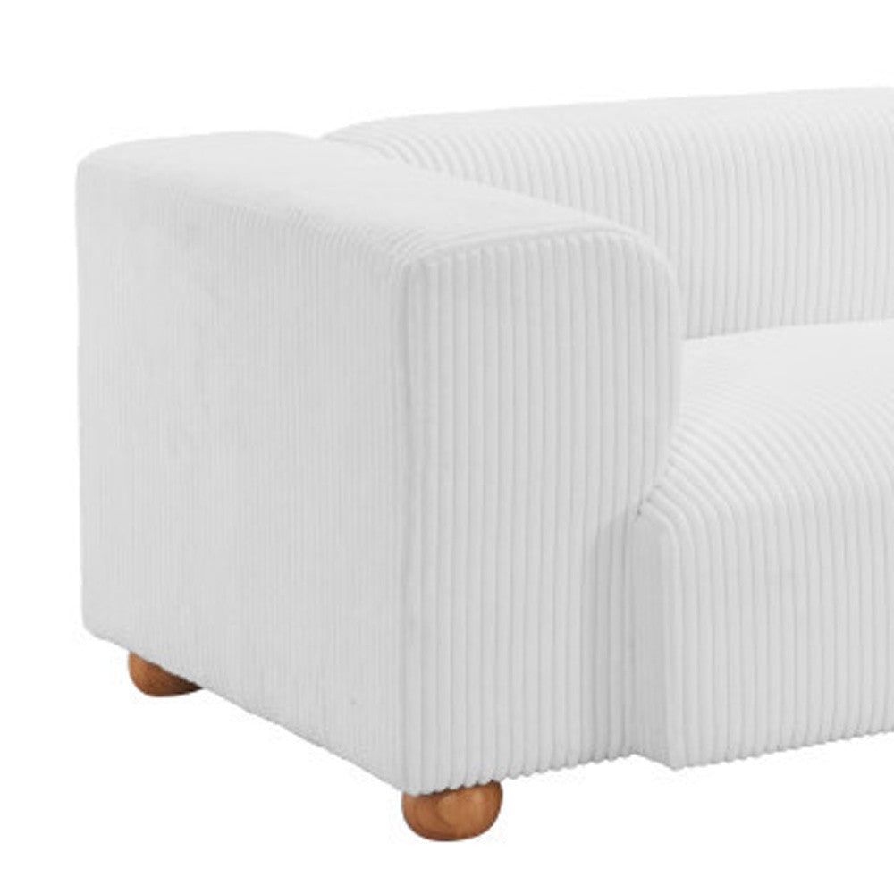 150" White Fabric Sofa