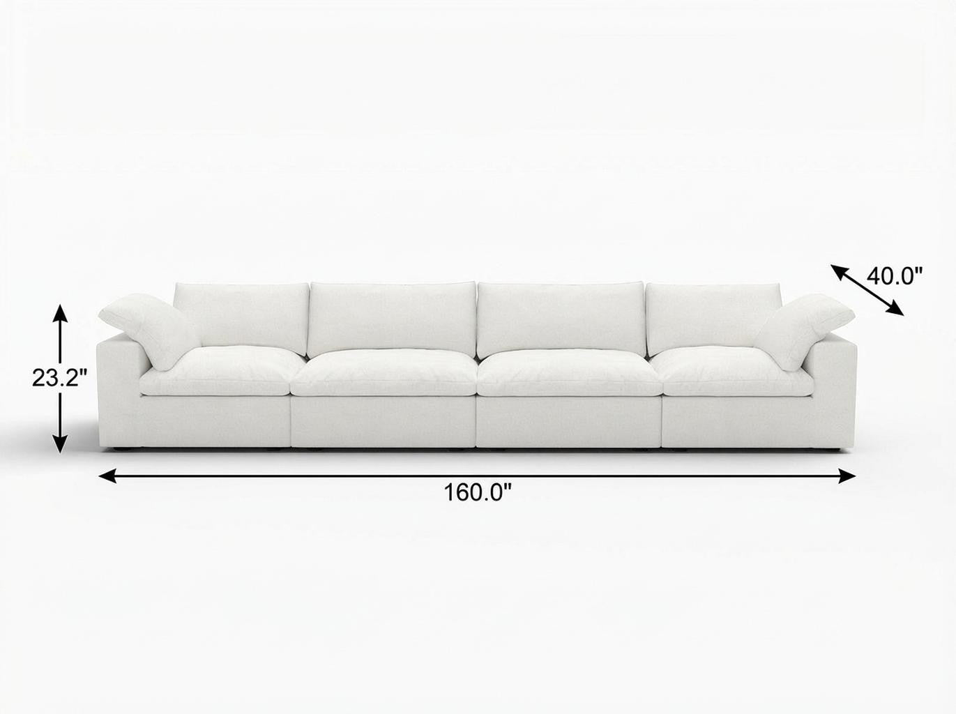 160" White Linen Blend Modular Sofa