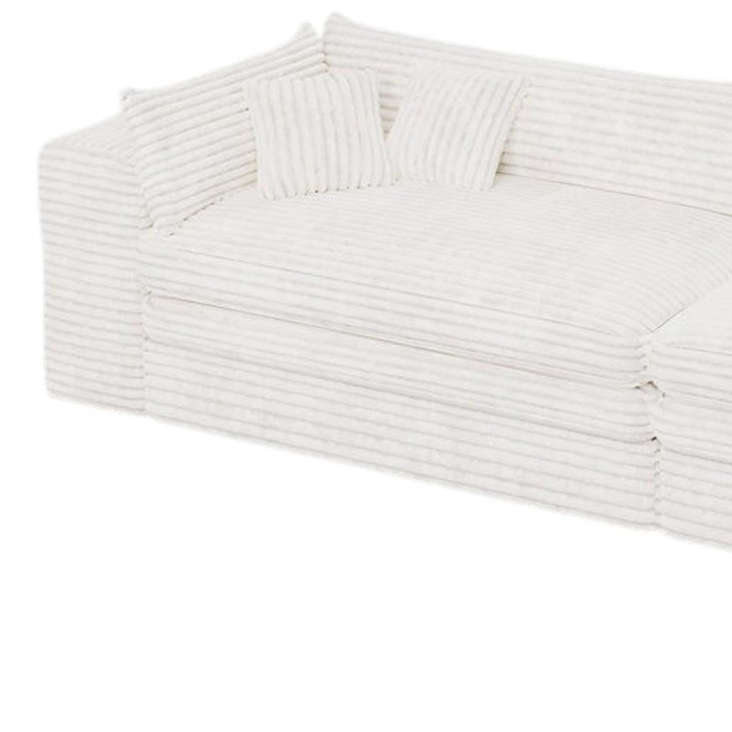 162" White Corduroy Compression Foam Sofa
