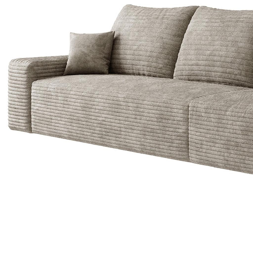 140" Camel Corduroy Modular Compression Foam Sofa With Toss Pillows
