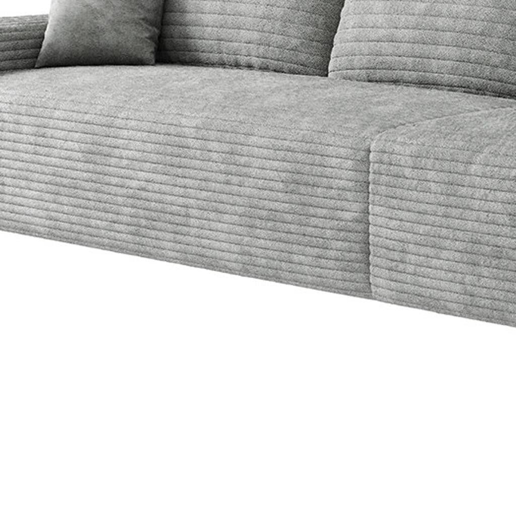 168" Gray Corduroy Modular Compression Foam Sofa With Toss Pillows