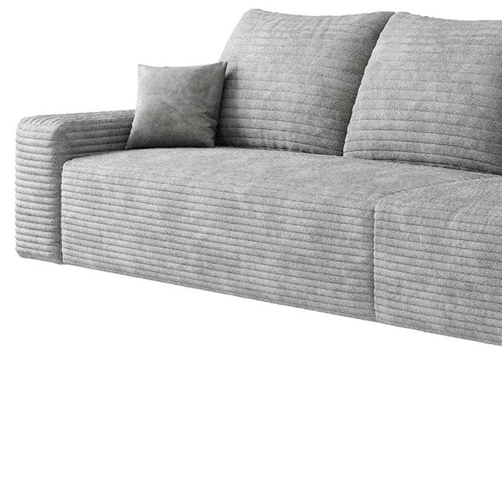 168" Gray Corduroy Modular Compression Foam Sofa With Toss Pillows