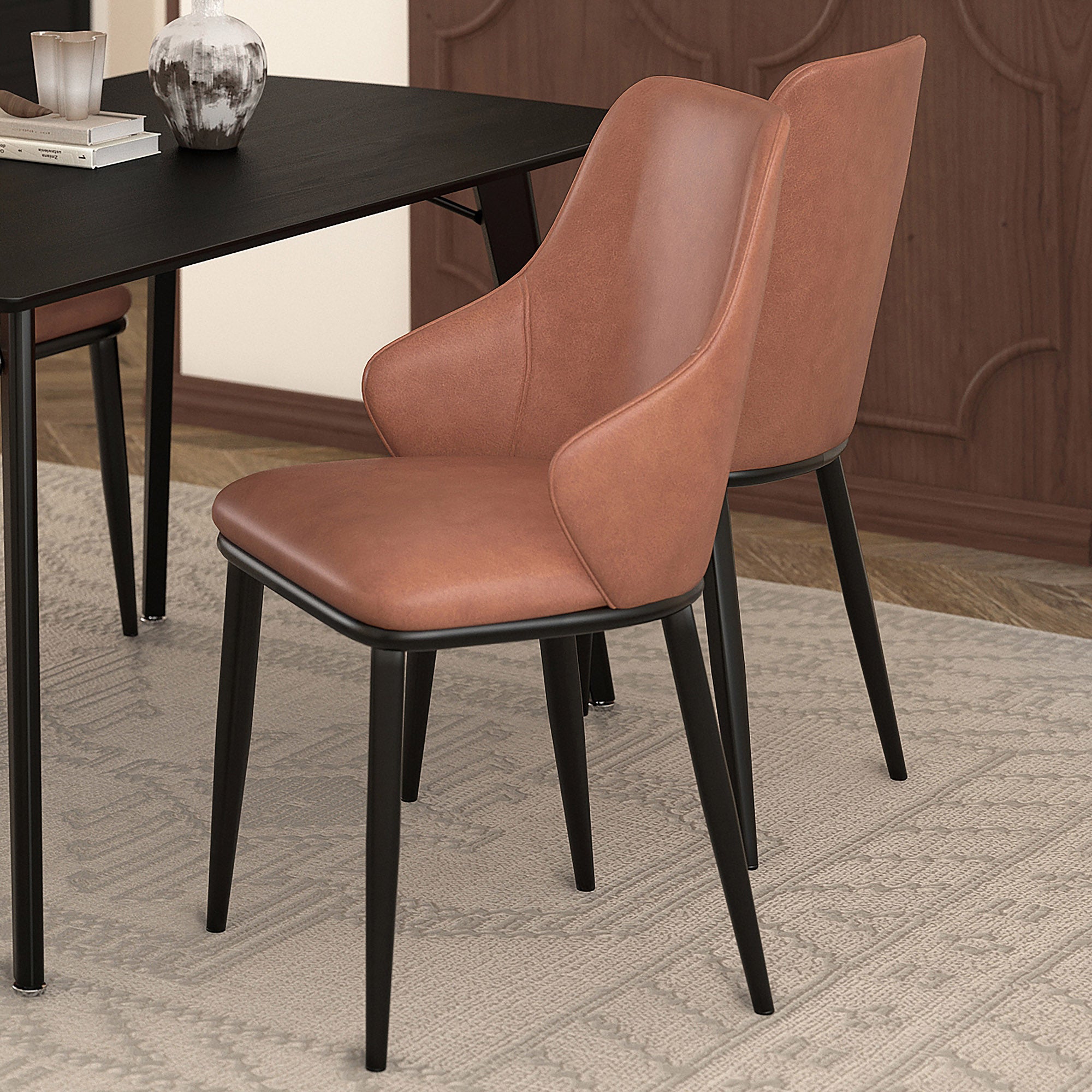 Kash Side Chairs Saddle Faux Leather