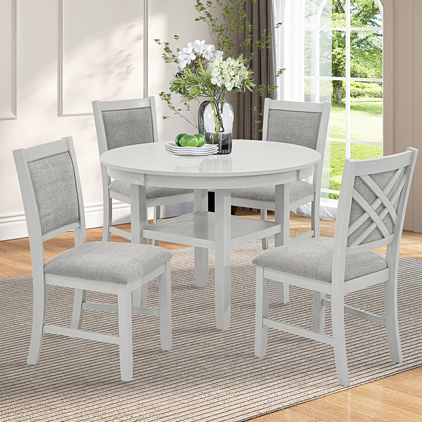 SAMUEL-5PC DINING SET-WHITEWASH