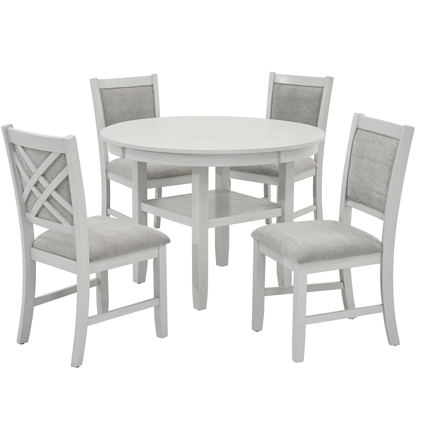 SAMUEL-5PC DINING SET-WHITEWASH