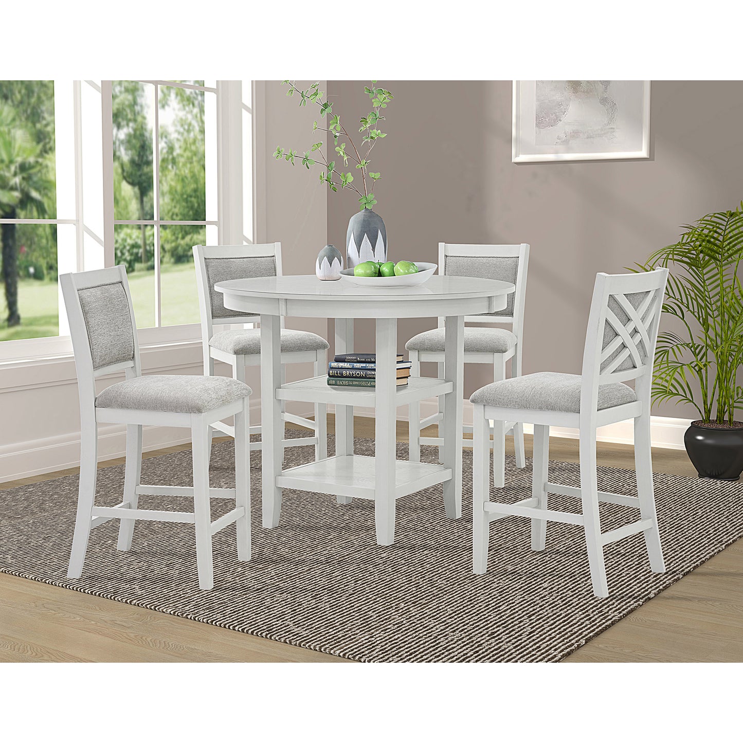 SAMUEL-5PC PUB SET-WHITEWASH