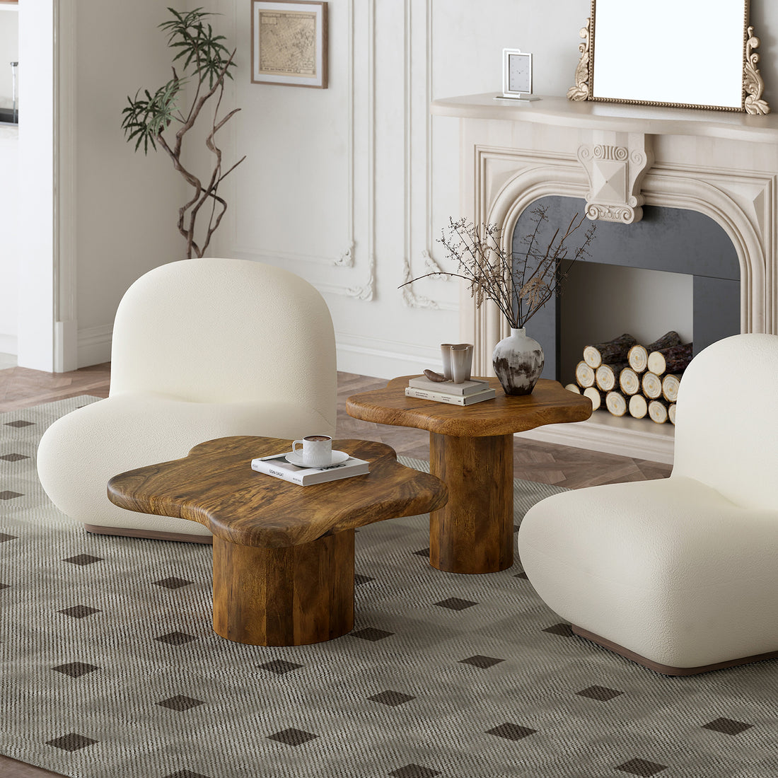 Mayal Coffee Table Set Walnut