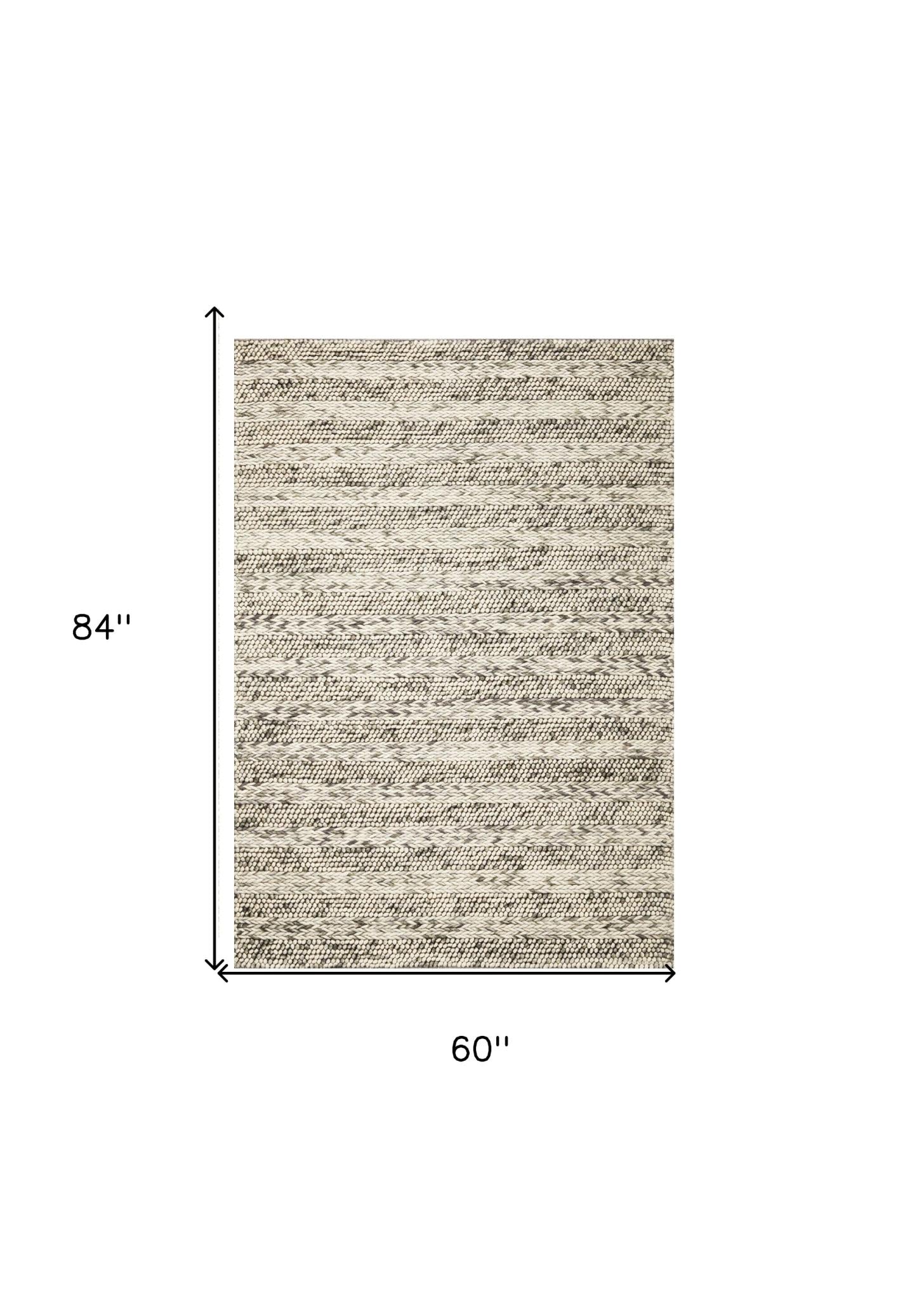 Wool Striped Hand Woven Area Rug