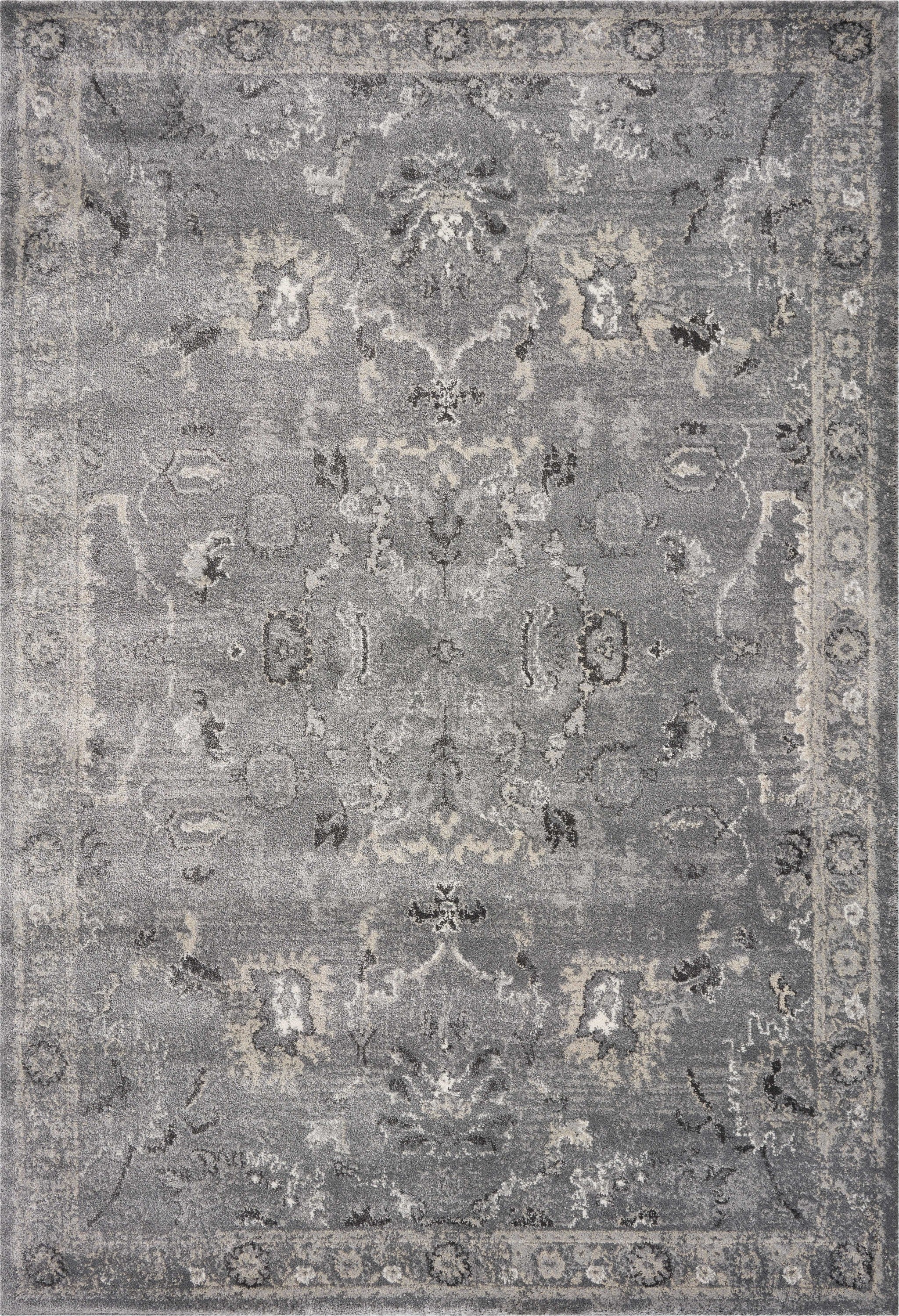 Gray And Light Gray Floral Medallion Area Rug