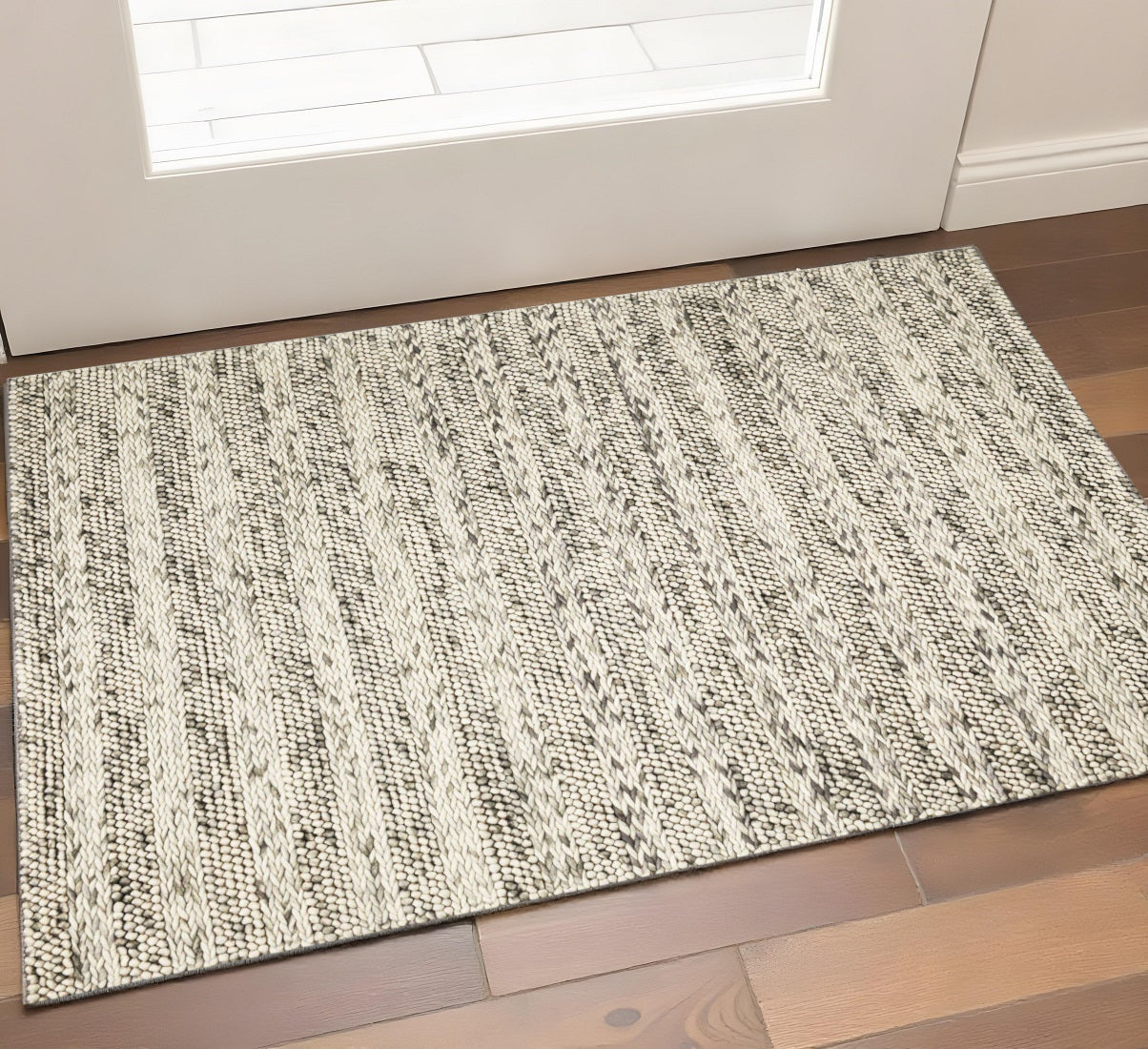 Wool Striped Hand Woven Area Rug
