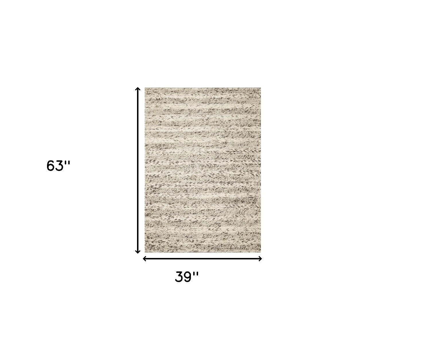 Wool Striped Hand Woven Area Rug