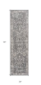 Gray And Light Gray Floral Medallion Area Rug