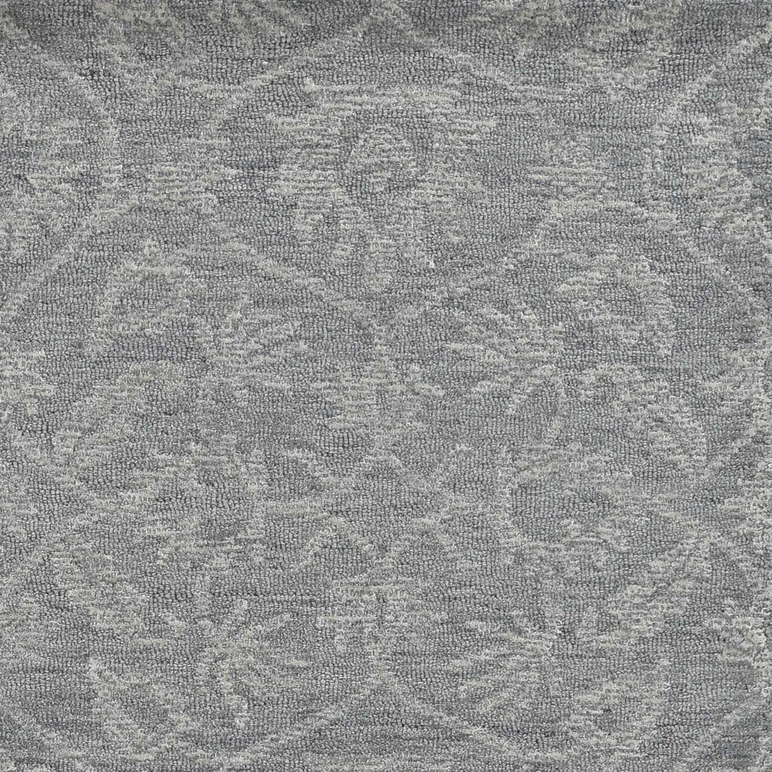 Gray And Light Gray Wool Floral Medallion Hand Tufted Area Rug